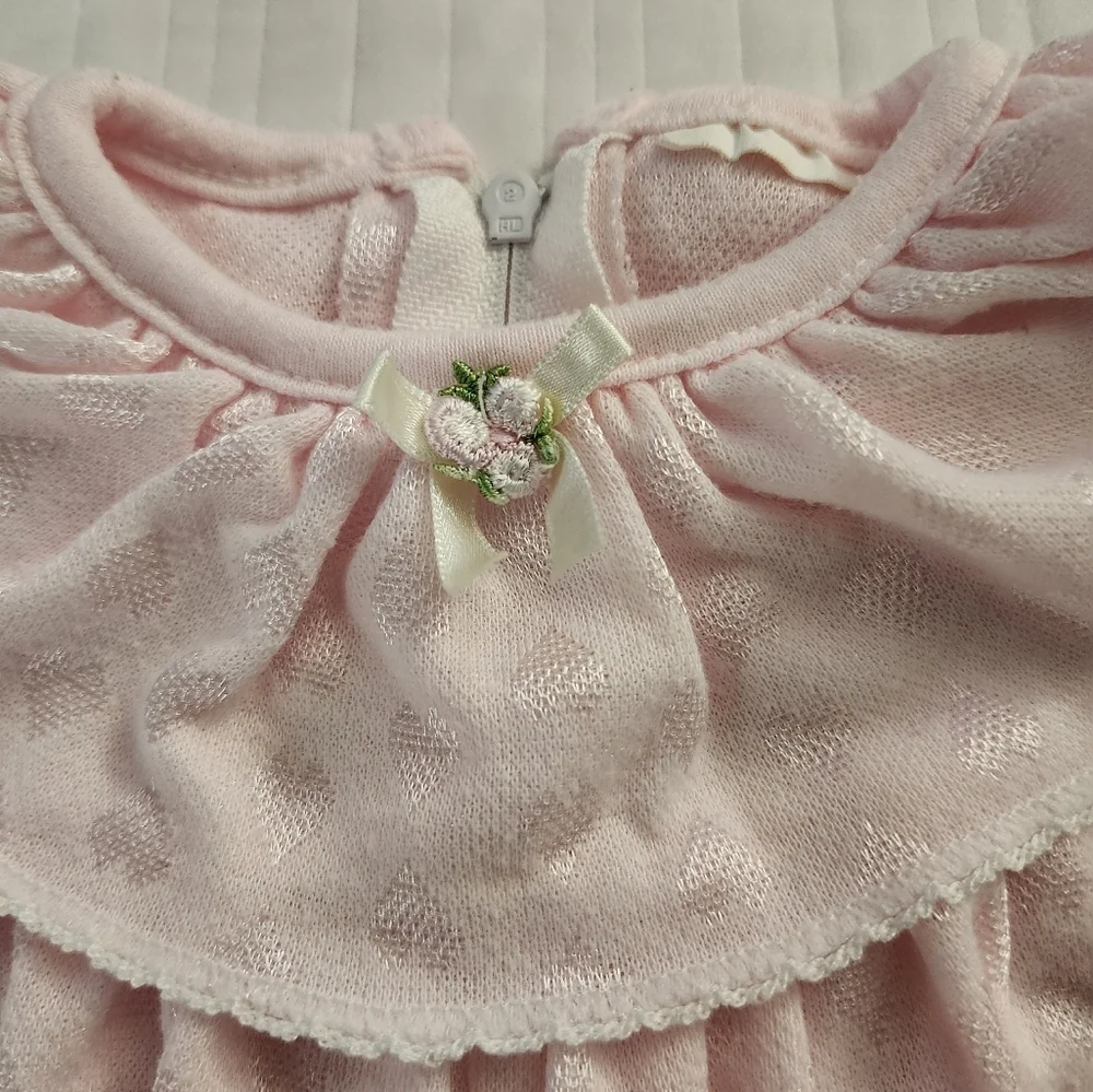 Soft Pink Baby Girls Heart One Piece Pj Sleeper Outfit 3-6months
